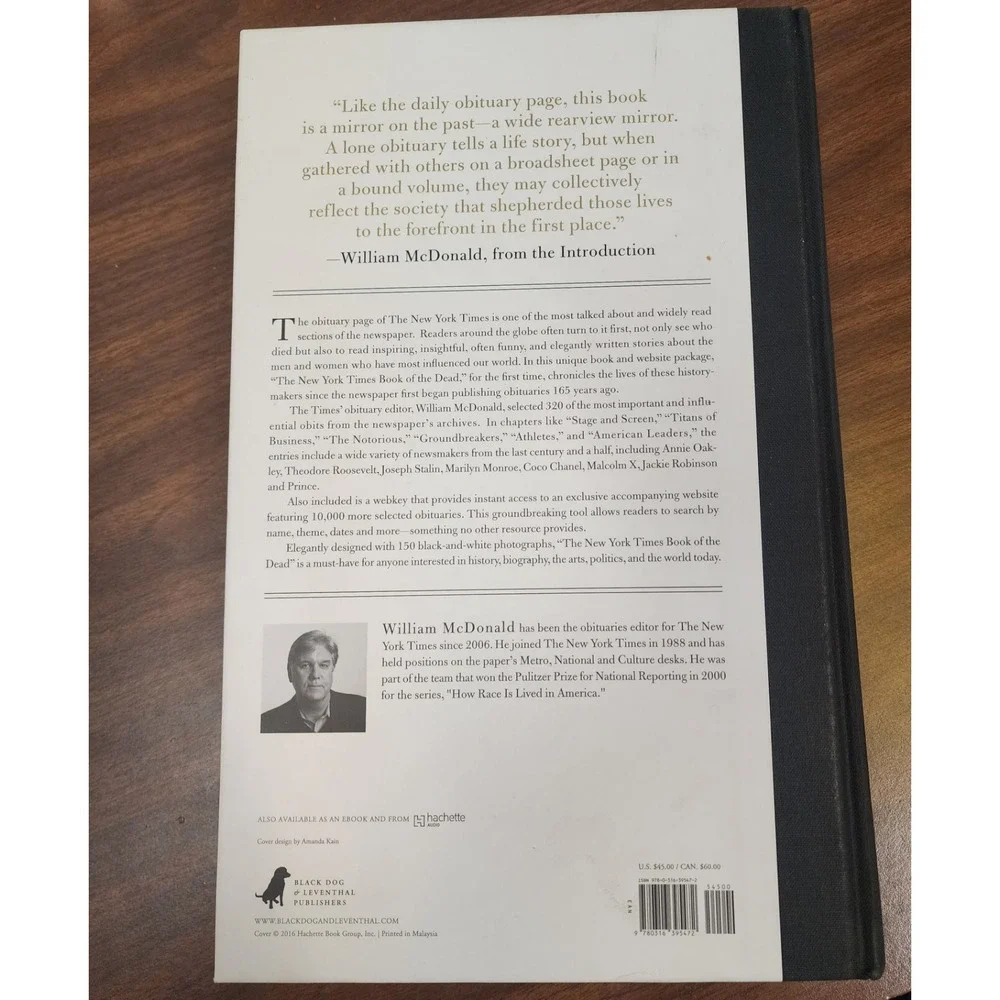 The New York Times Book Of The Dead 2016 1st‎ Edition W/Webkey - Obituaries HC